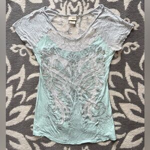 Lace Top Size Small Daytrip Rhinsestone Sheer Light